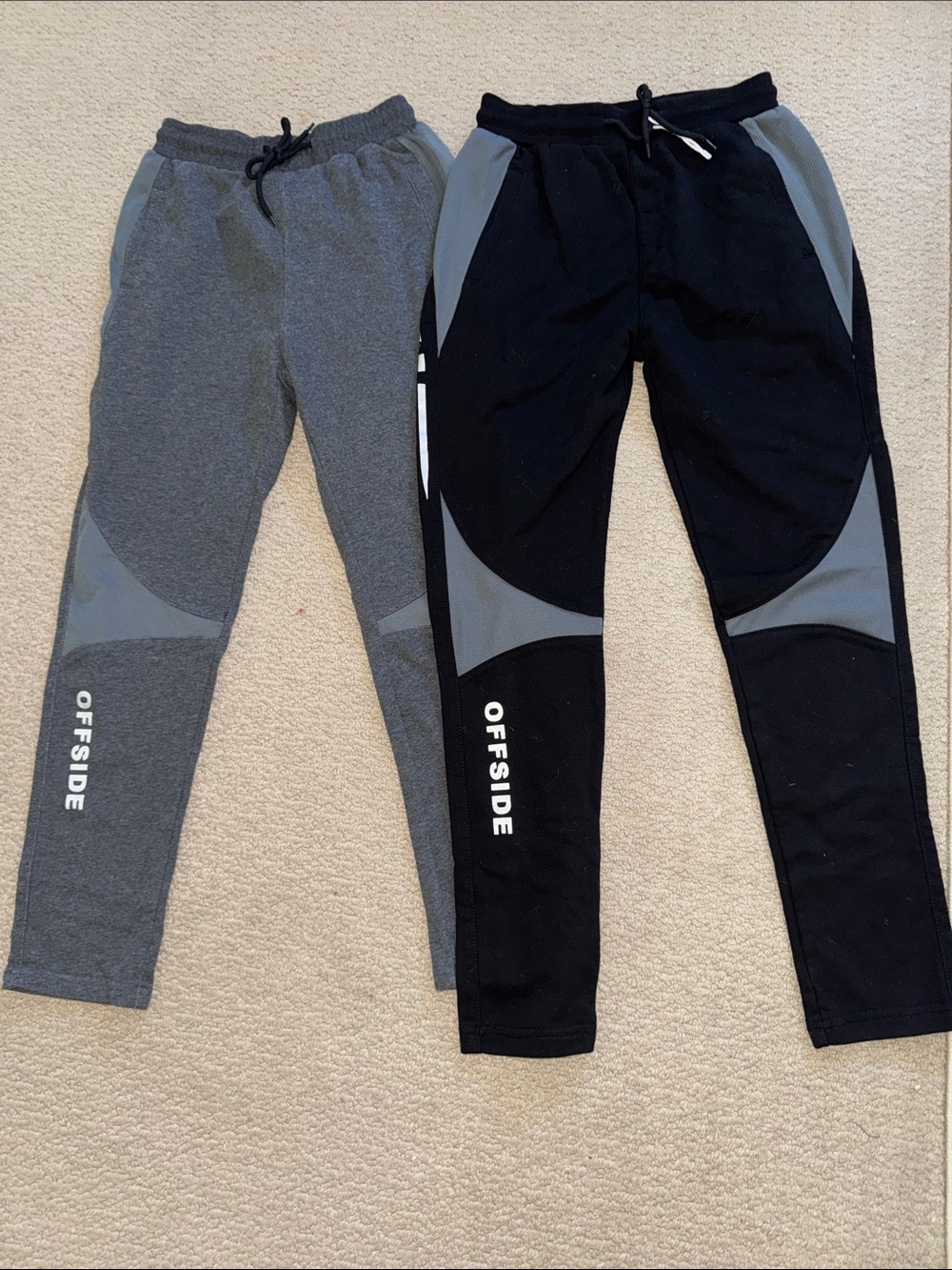 Boys Husky, Colorblock Jogger Pants - 2 Pair…..Black and Gray